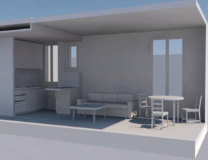 Alignés architecte - rénovation appartement séjour - 3D études